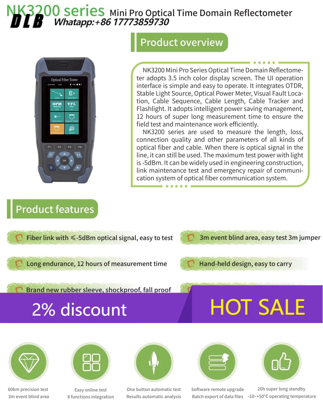 Optical Time Domain Reflectometer Otdr 1310 1550Nm - Reflektometr optyczny w domenie czasu NK3200D